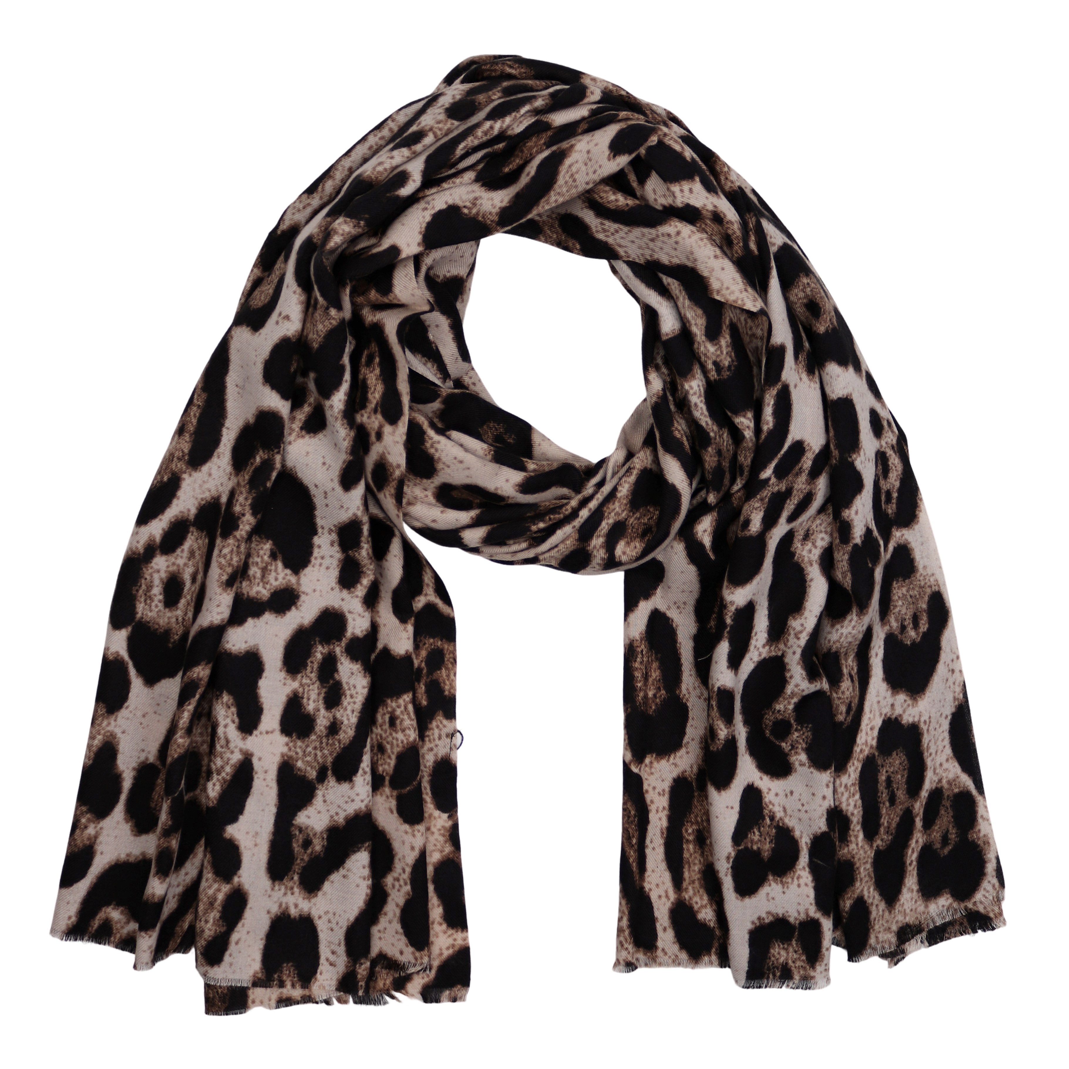 MIRROSI Modeschal weicher und warmer Schal Leo Leopard mit Fransen, 90x180c günstig online kaufen