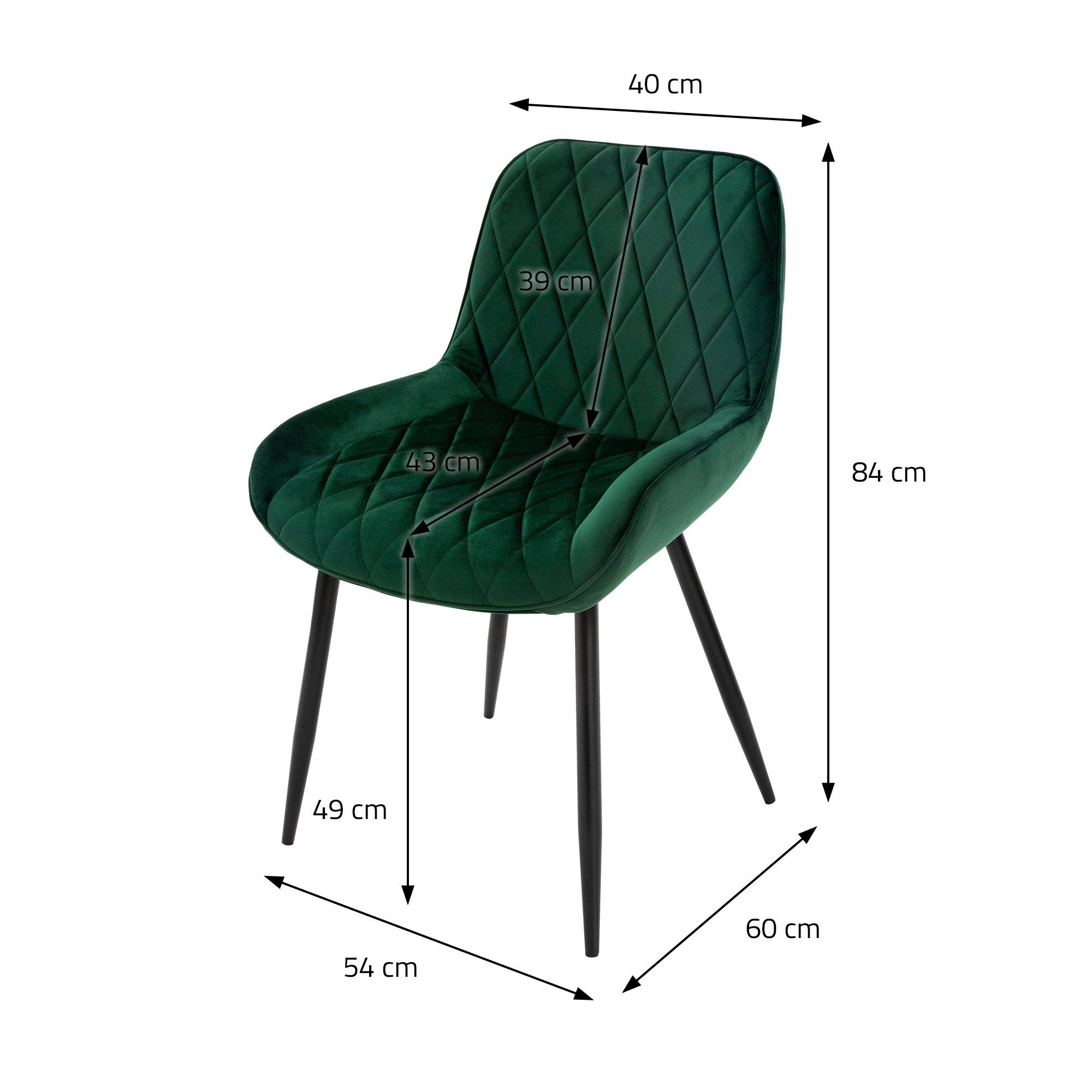 Esszimmerstuhl Set) Dunkelgrün Stuhl Set inkl. Montagematerial ML-DESIGN (2er Samtbezug 2er