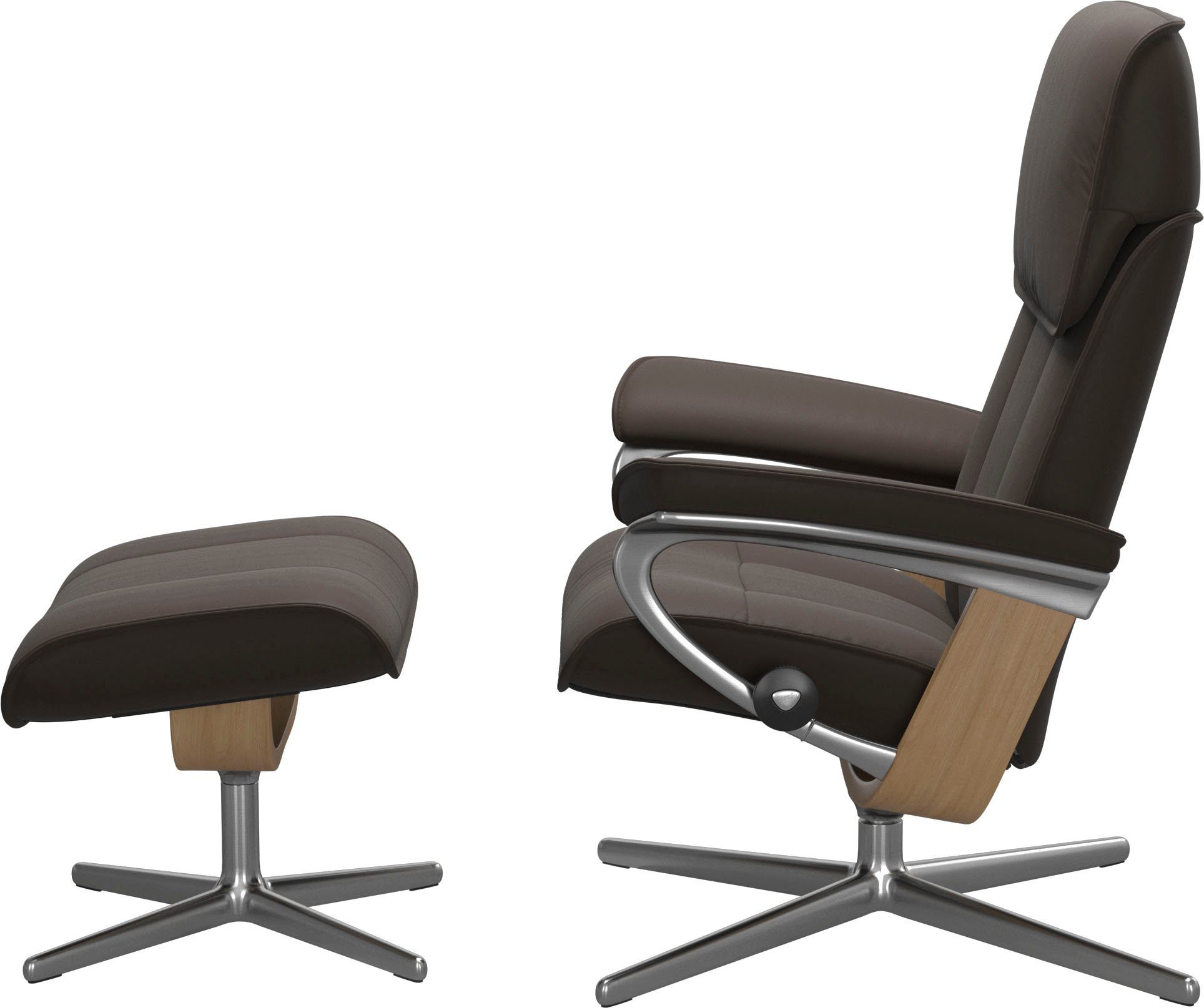 Eiche Stressless® Cross Holzakzent Relaxsessel Admiral, L, & brown Base, Größe BATICK mit M