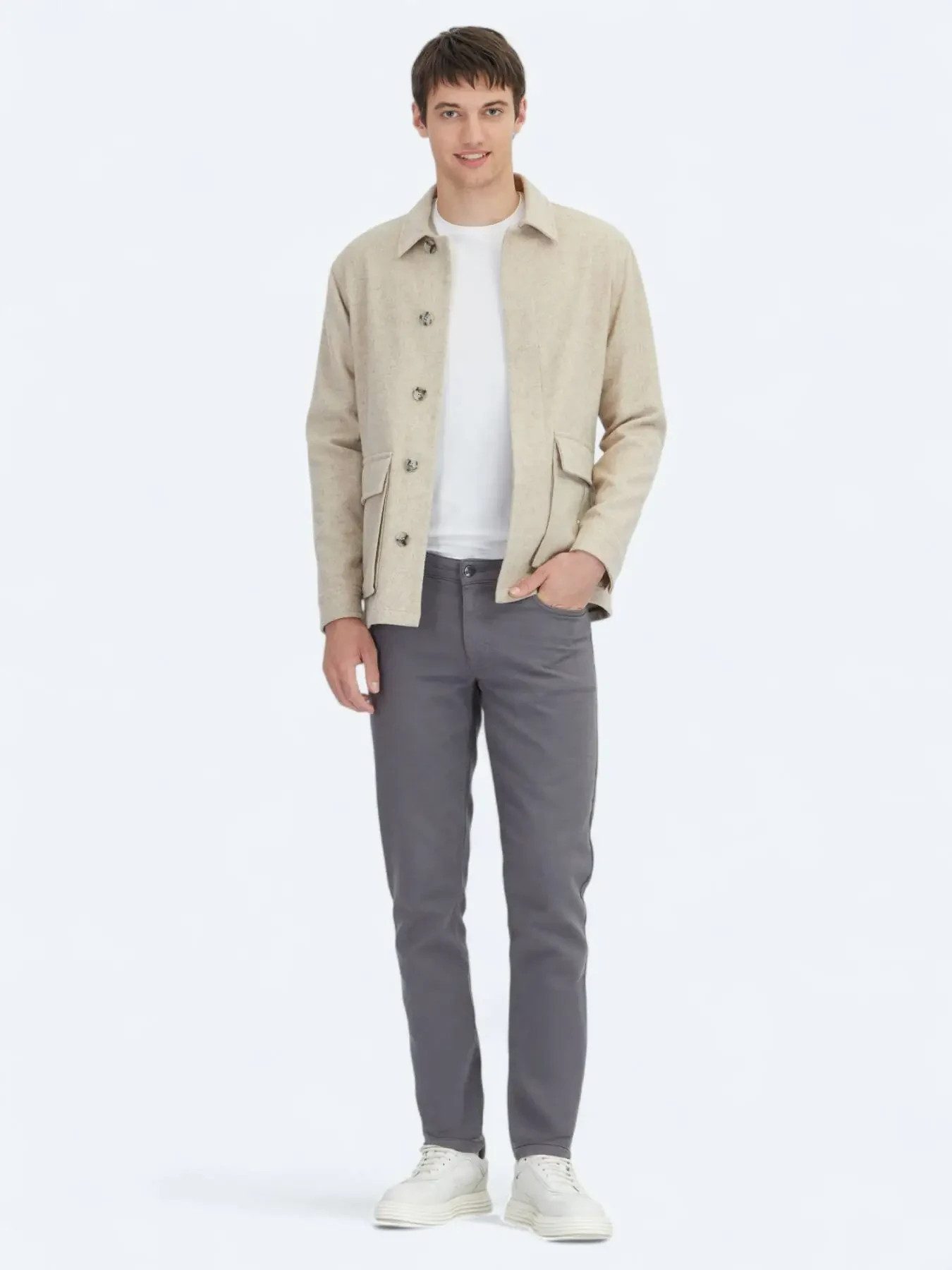 KİP Hemdbluse Beige Overshirt aus feinem Stoff