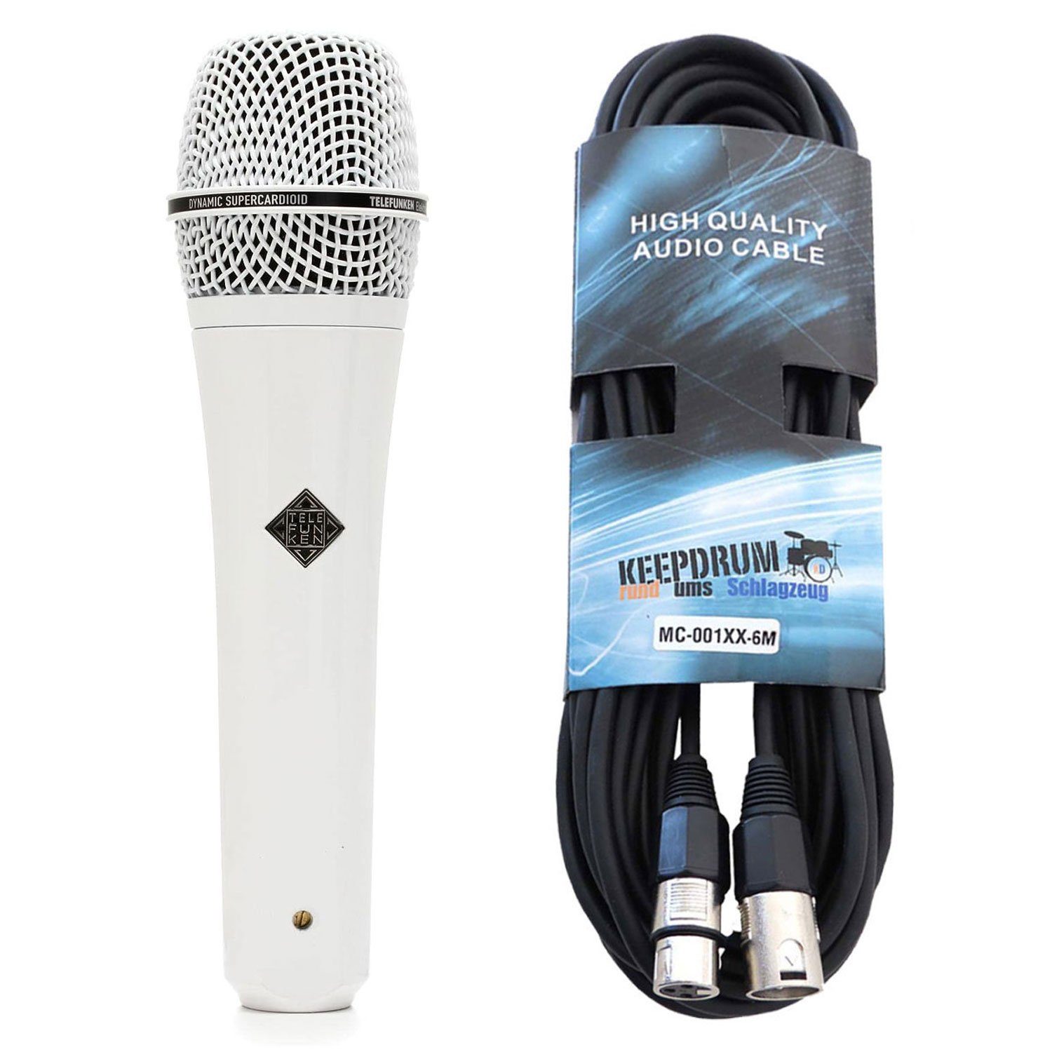 Telefunken Elektroakustik Mikrofon Telefunken M80 Weiss dynamisches Mikrofon mit Kabel (Spar-Set)