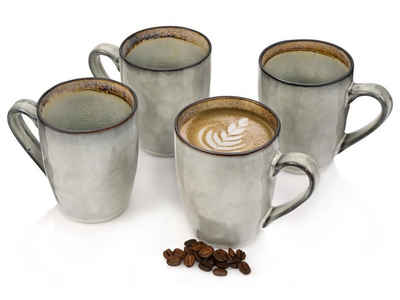 SÄNGER Becher »Capri grau Kaffeebecher Set«, Steingut, 300 ml, spülmaschinengeeignet, erweiterbar