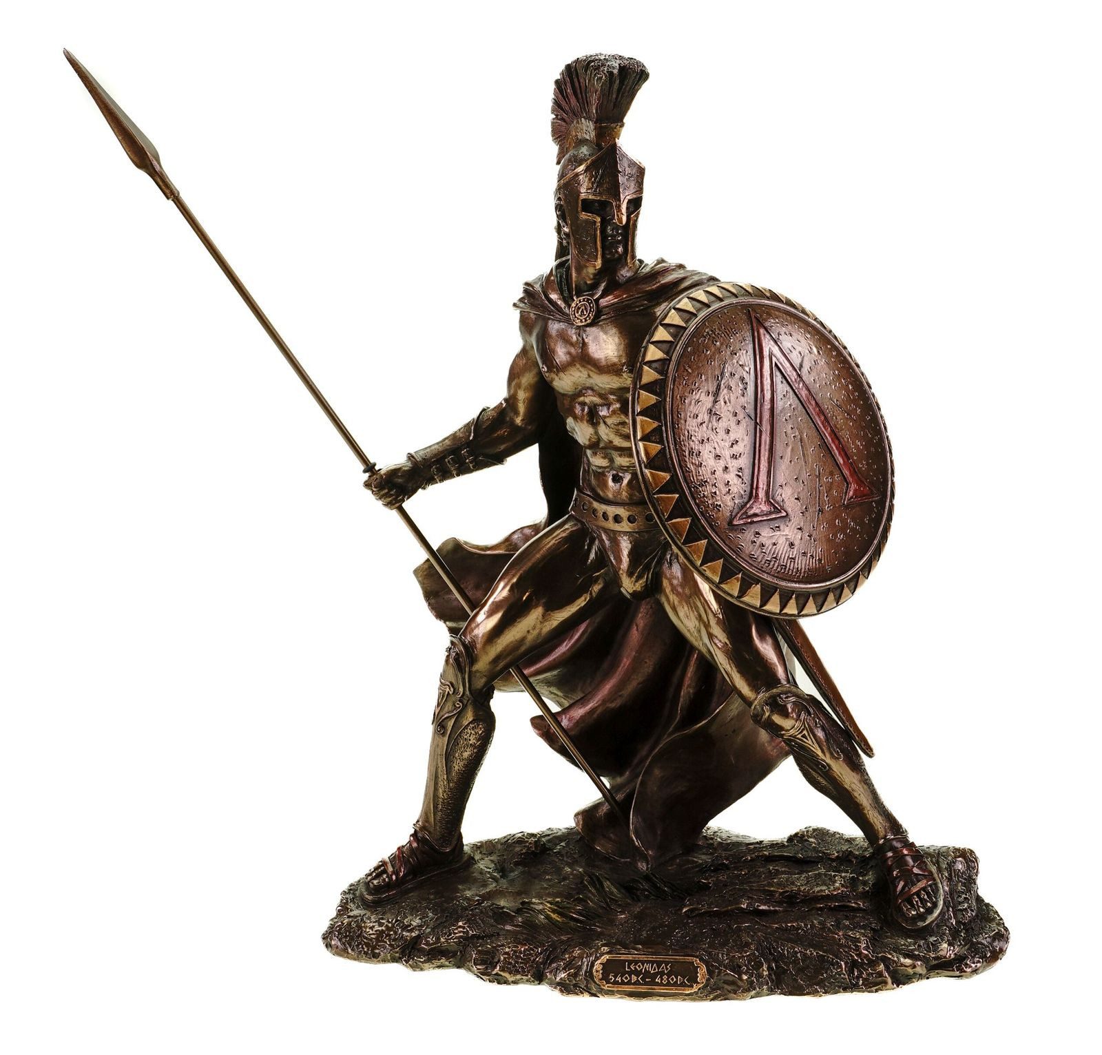 Dekofigur Dekofigur Leonidas Statue mit Schild und Speer 34 cm by Veronese