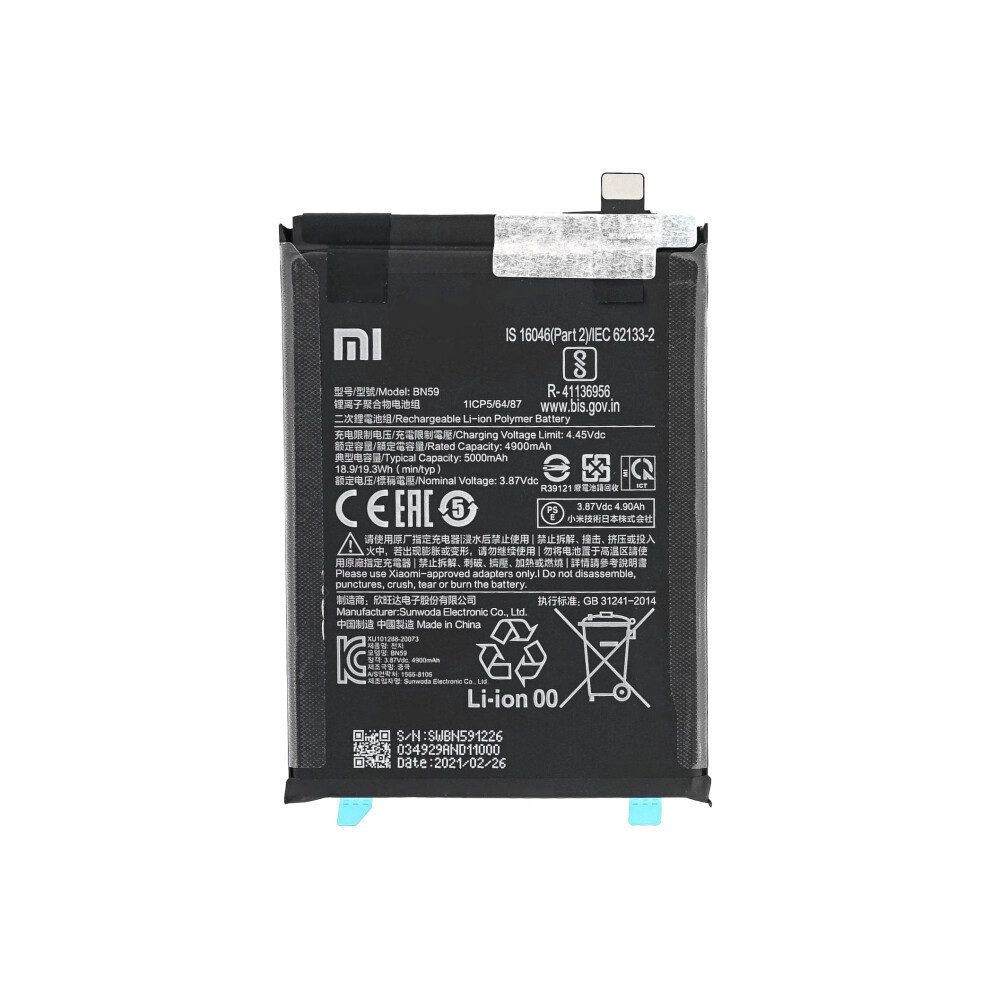 Xiaomi Original BN5A Akku Xiaomi Redmi 10 Note 10 5G Poco M3 Pro 5000 mAh 460 Handy-Akku (1 St)