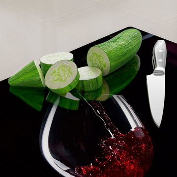DEQORI Schneidebrett 'Rotwein ins Glas gegossen', Glas, Platte Frühstücksbrett Schneideplatte