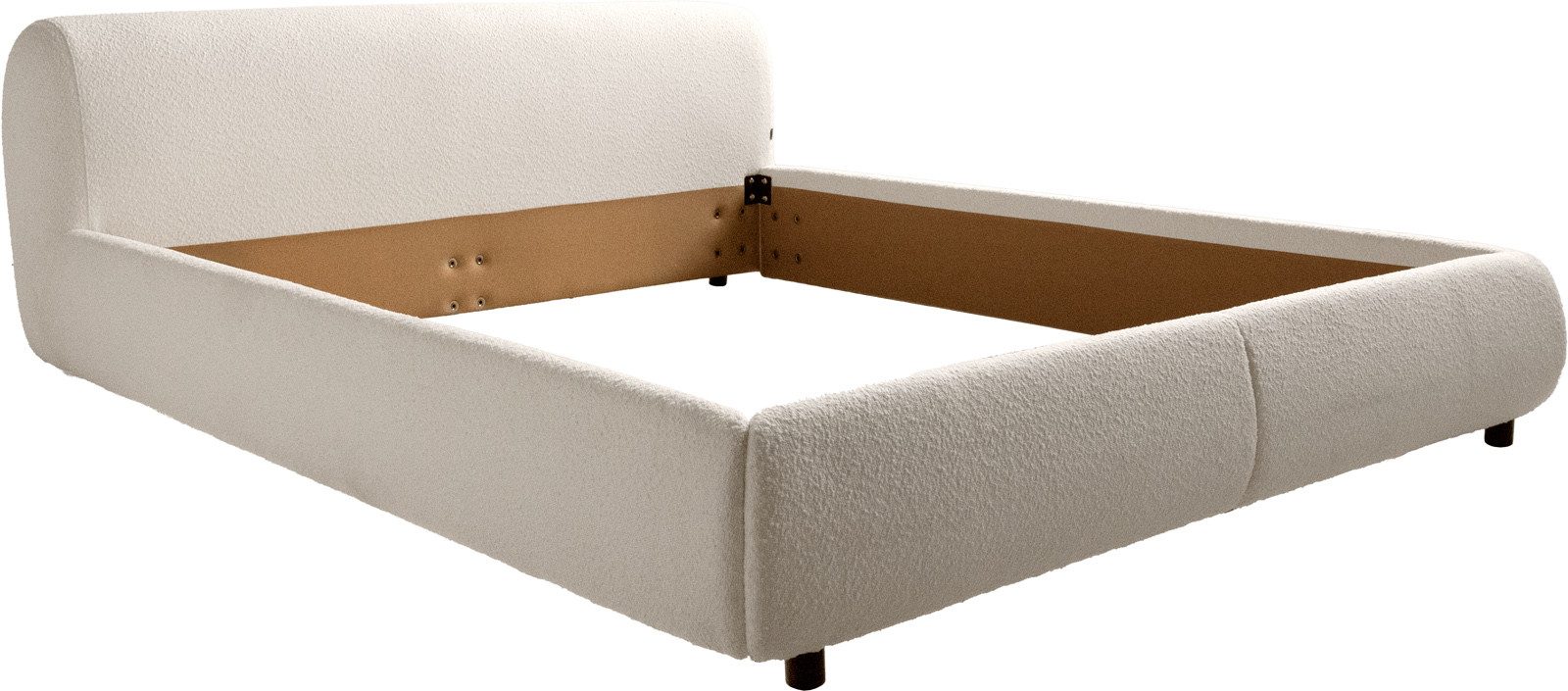 DELIFE Polsterbett Shona, Bouclé Creme-Weiß 180x200 cm