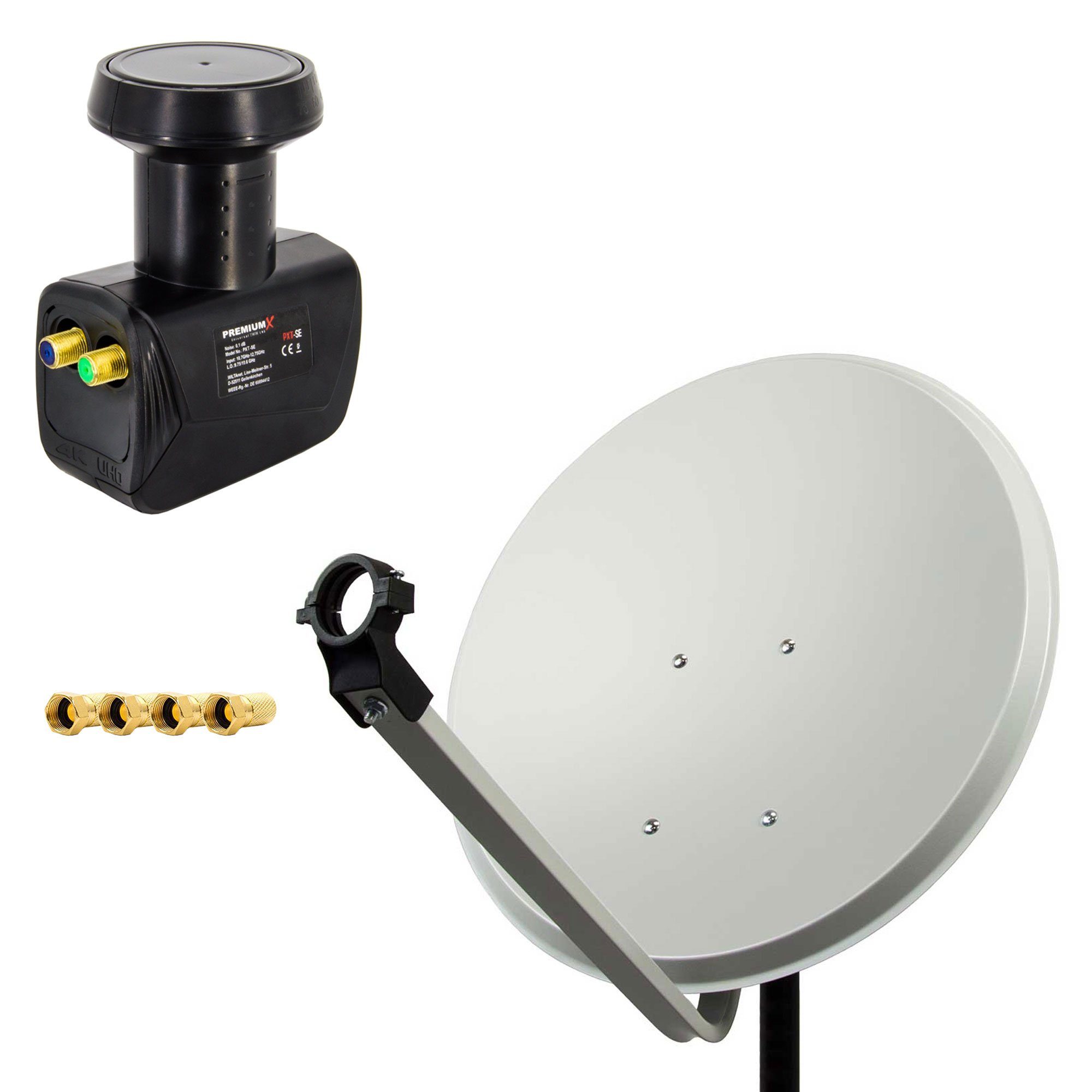 SAT Anlage 80cm Antenne Aluminium Twin LNB 4x F-Stecker SAT-Antenne