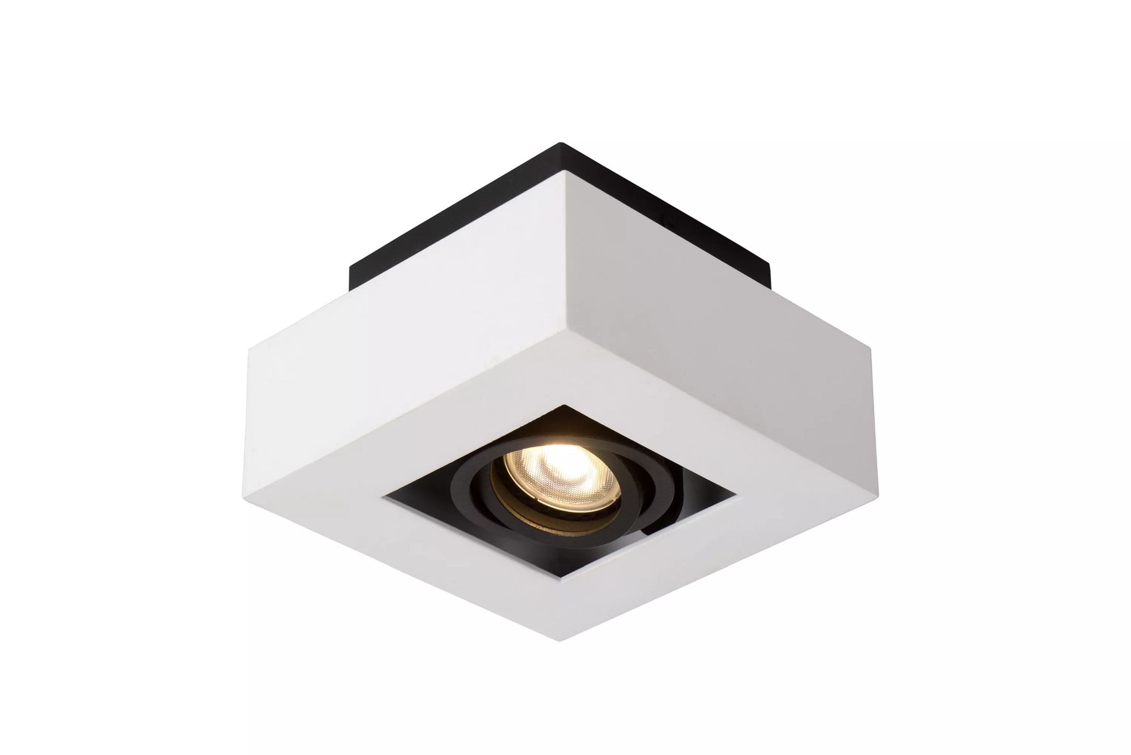 Licht-Erlebnisse Deckenstrahler PLYVO, Aluminium GU10 verstellbar 14 cm breit Schwarz Weiß eckig 320 lm