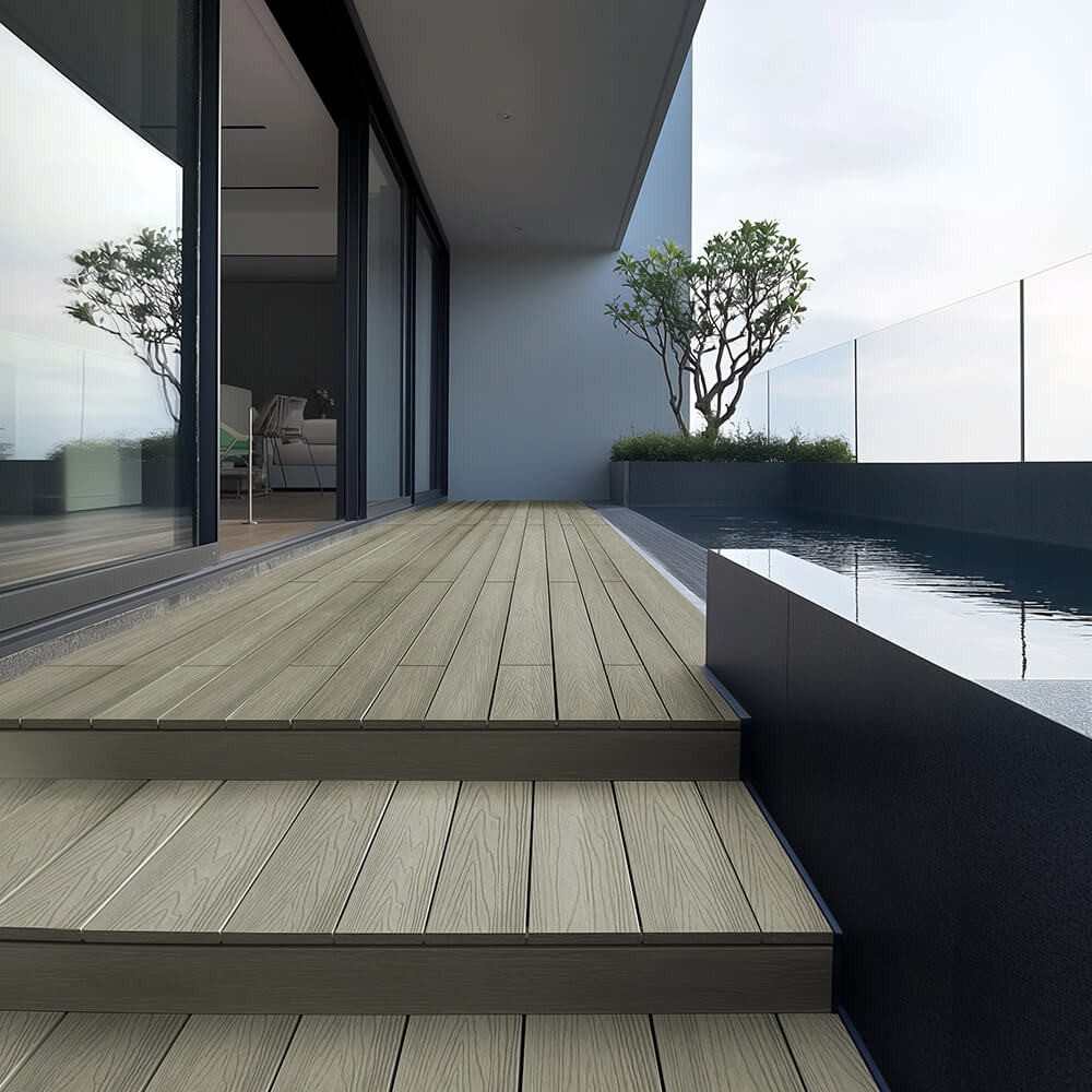 HOME DELUXE Террасные доски WPC SAMANA PREMIUM - Mengenauswahl, 2 m², BxL: je 14,6x220 cm, (Komplettset - inkl. Unterkonstruktion), 3D-Holzoptik, WPC Hohlkammerdiele, Bodenbelag