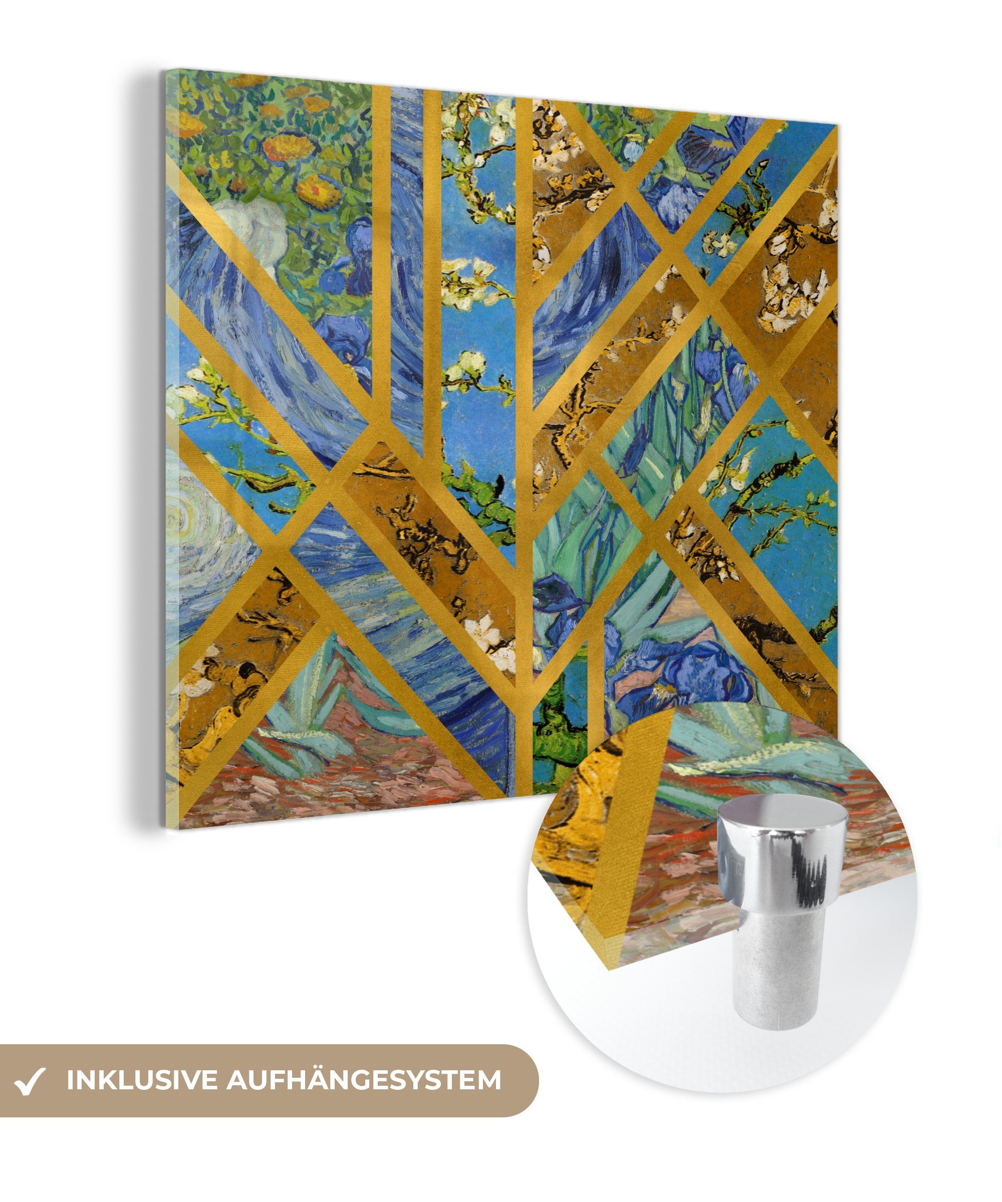 Bilder Foto - Wanddekoration auf Van auf (1 St), Glas Gogh - - Alte Glas Wandbild - Kunst, MuchoWow Acrylglasbild Meister Glasbilder -