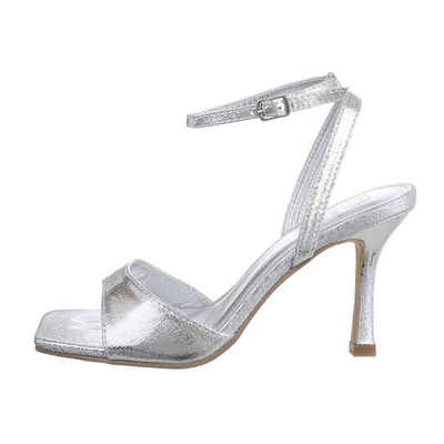 Ital-Design Damen Abendschuhe Party & Clubwear Sandalette Pfennig-/Stilettoabsatz Sandalen & Sandaletten in Silber