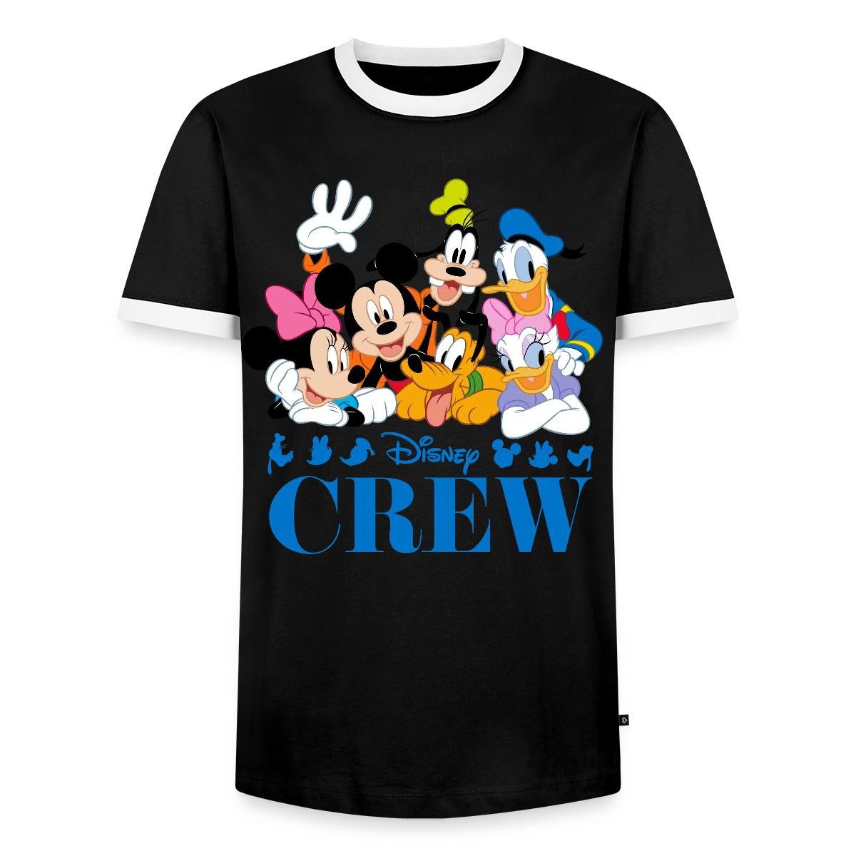 Spreadshirt T-Shirt Mickey & Minnie Pluto Goofy Daisy Donald Crew Männer Kontrast T-Shirt (1-tlg)