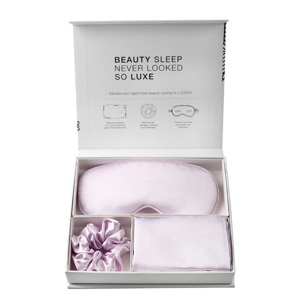 Jumpeak Schlafmaske Schlafmaske Frauen,Schlafmaske Seide,lichtdicht,Geburtstagsgeschenk, 3-teiliges Set, Schlafmaske Flugzeug, Schlafmaske,Haargummi,Kissenbezug aus Satin,schlaf fördernd,9 Farben