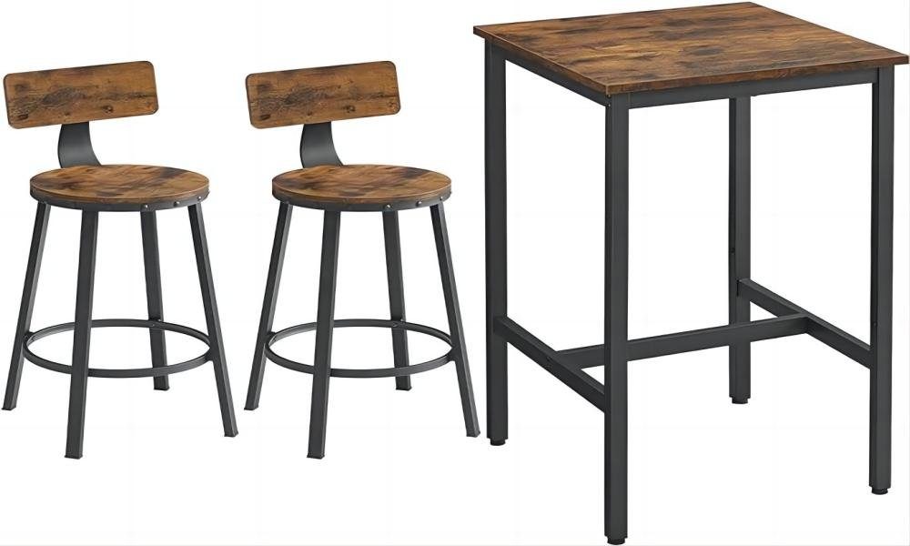VASAGLE Bartisch, Bartisch mit 2 Barhockern Set, Metallgestell, einfache Montage