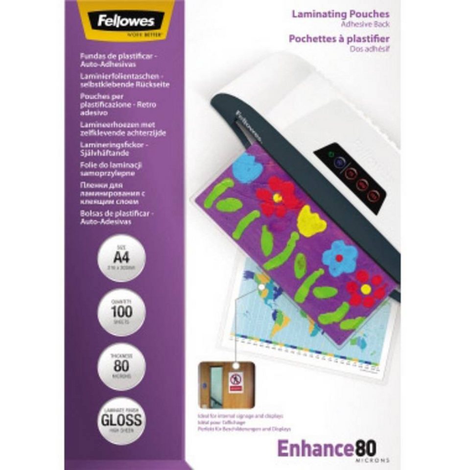 FELLOWES Laminiergerät ® Laminierfolie Enhance 80 DIN A4, Verwendung für  Papierformat: DIN A4
