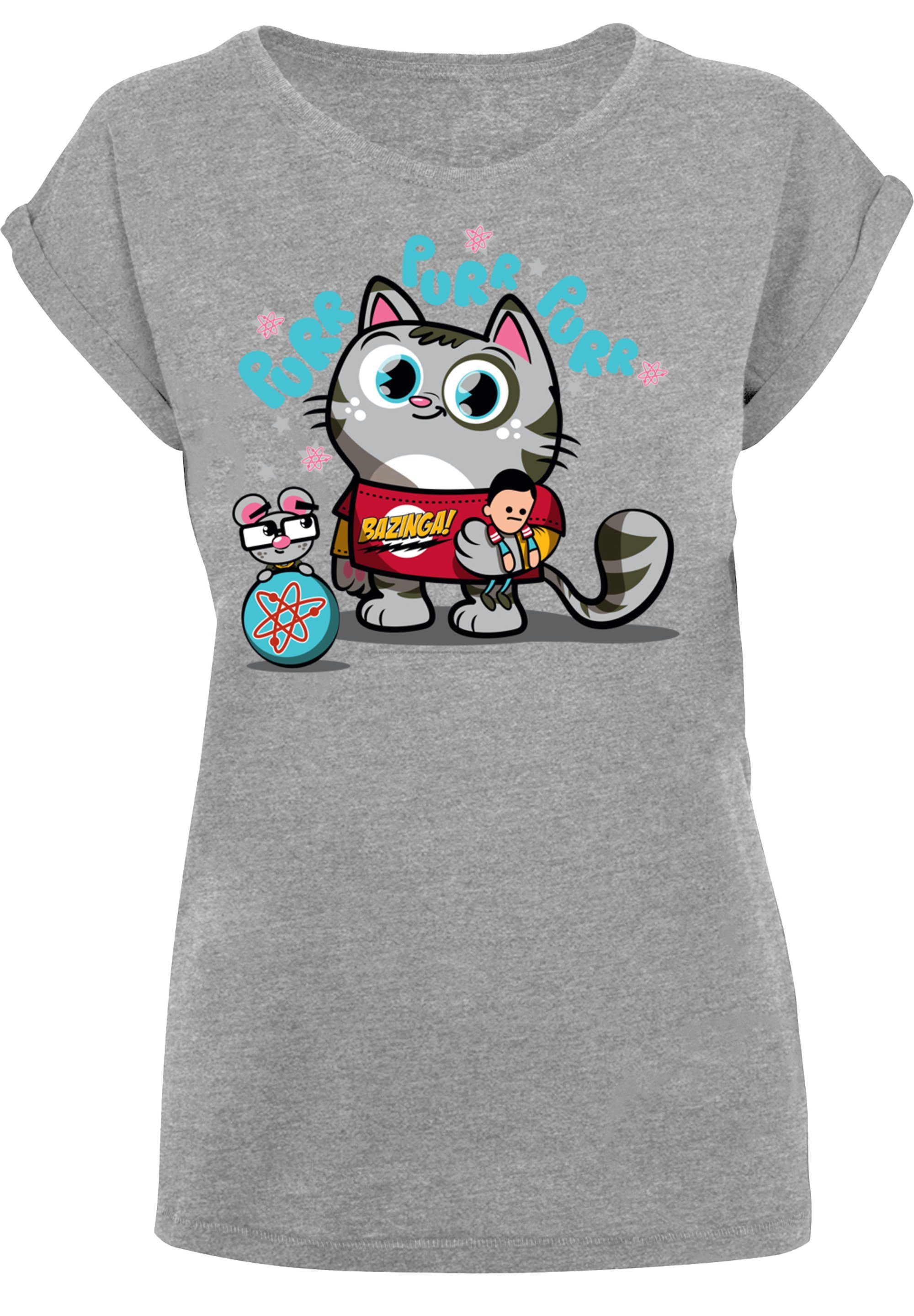 F4NT4STIC T-Shirt Extended Shoulder Shirt \'Big Bang Theory Bazinga Kitty\'  Damen,Premium Merch,Regular-Fit,Kurze Ärmel,Bedruckt