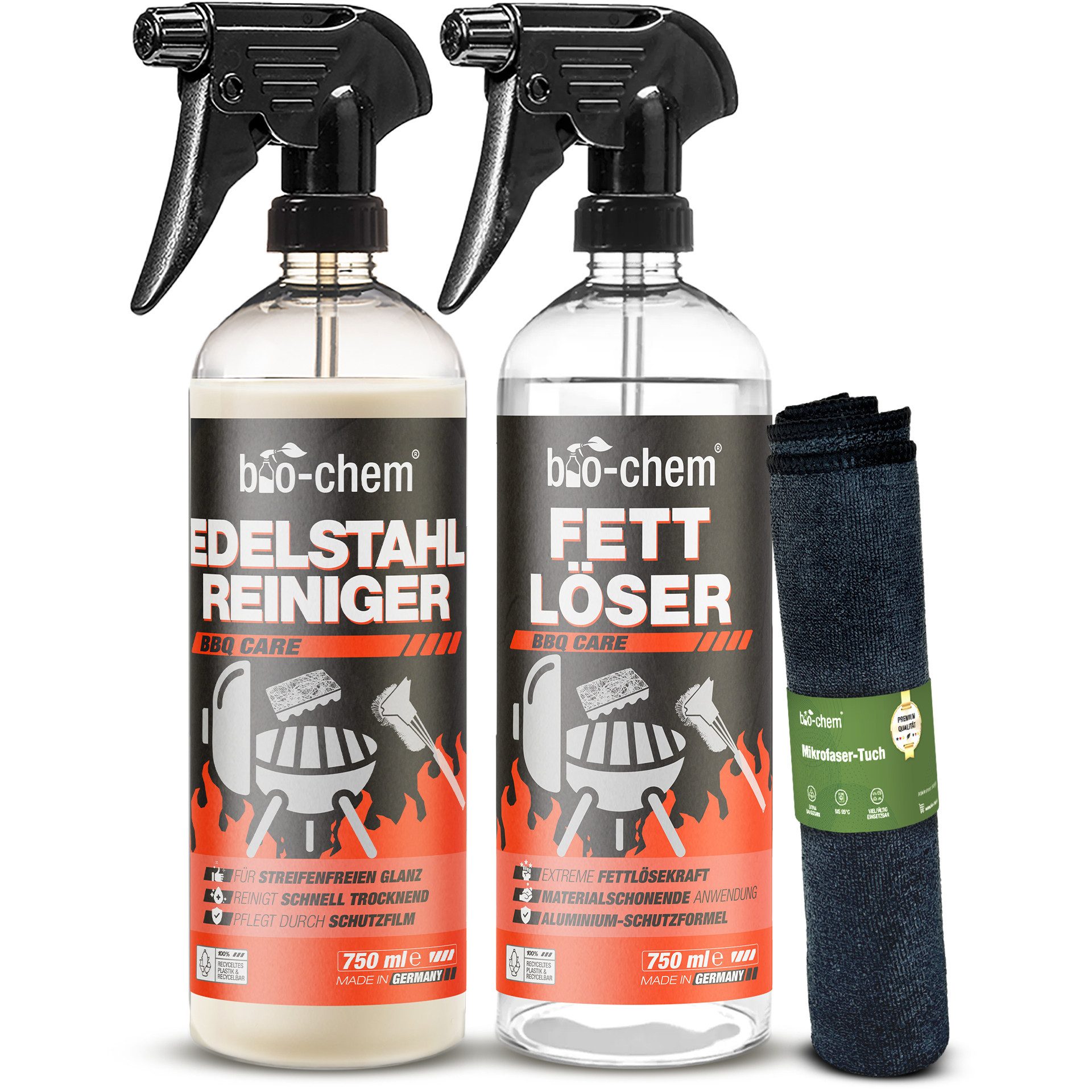 Fettlöser Set 3-TLG – Edelstahlreiniger & Fettlöser für Grill & Küche Grillreiniger