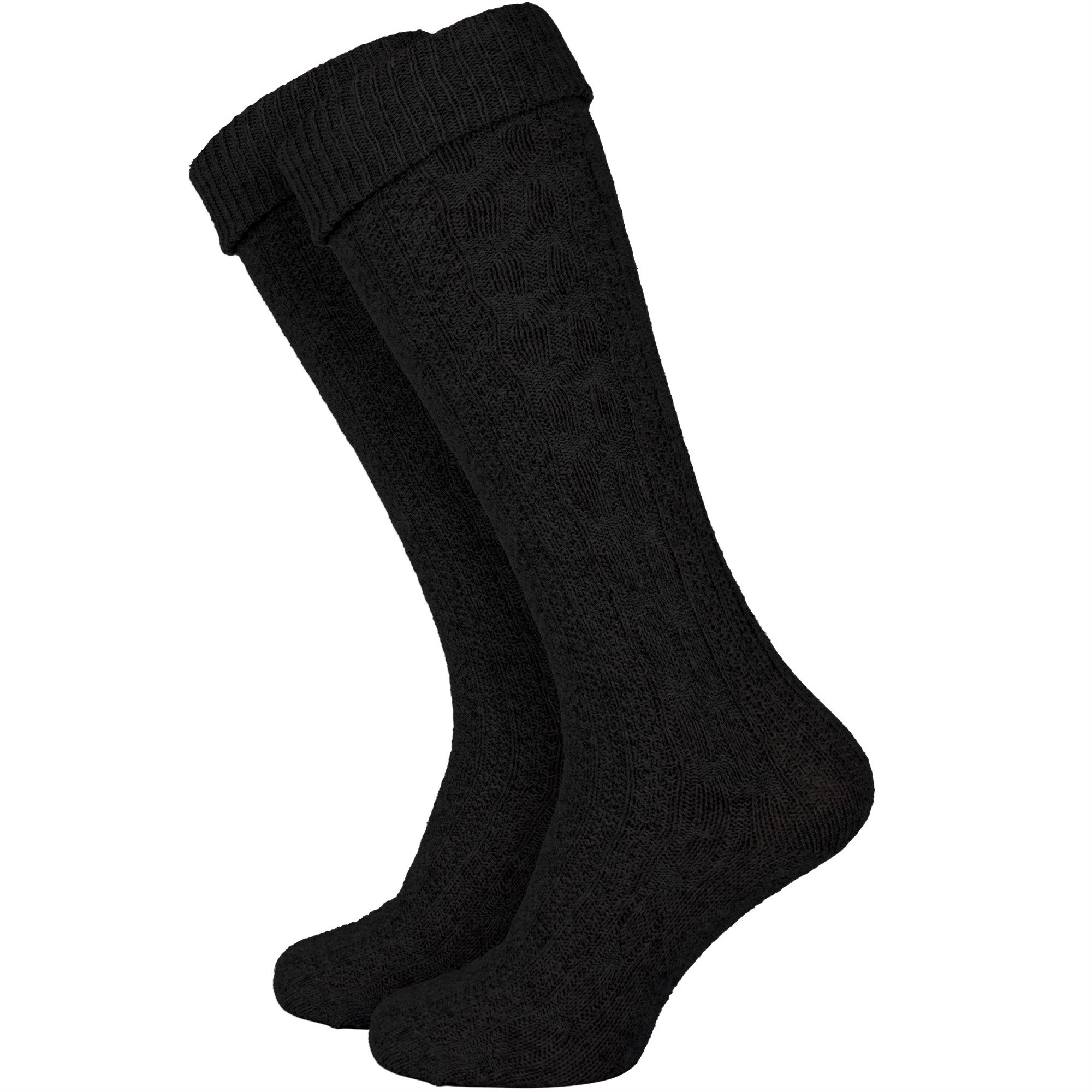 Black Snake Trachtensocken Trachten Kniestrümpfe mit Zopfmuster für Damen & Herren (Kniestrümpfe, 1-Paar, 1 Paar Trachten Kniestrümpfe) Kniehohe Trachtenstrümpfe mit Zopfmuster und Umschlagbund