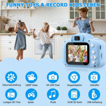Bifurcation 2-Zoll-1080P-HD-Anti-Fall-Kinderkamera für Kinder von 3 bis 12 Jahren Kinderkamera (Perfektes Geschenk für Kindergeburtstage, Feiertage usw)