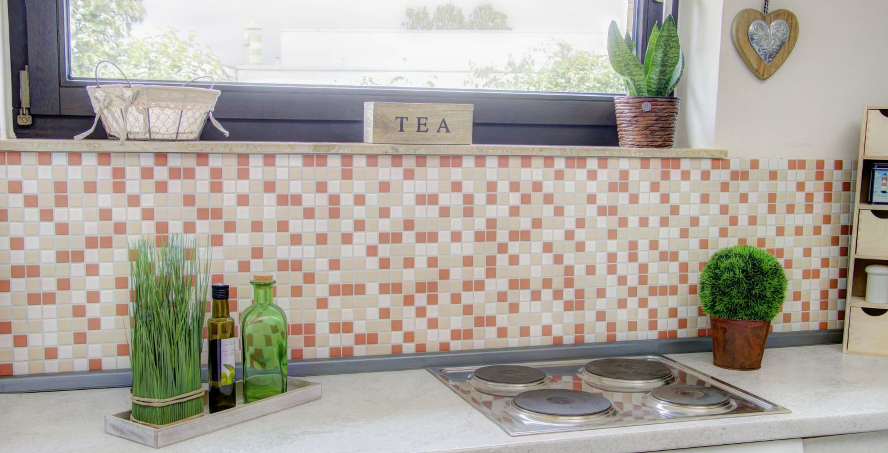Mosaik weiß Fliese Keramik Fliesenspiegel Küche Mosani terracotta Mosaikfliesen matt creme