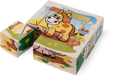 Eichhorn Puzzle 9 Teile Kinder Würfel Puzzle Holz Bauernhof 100005203, 9 Puzzleteile