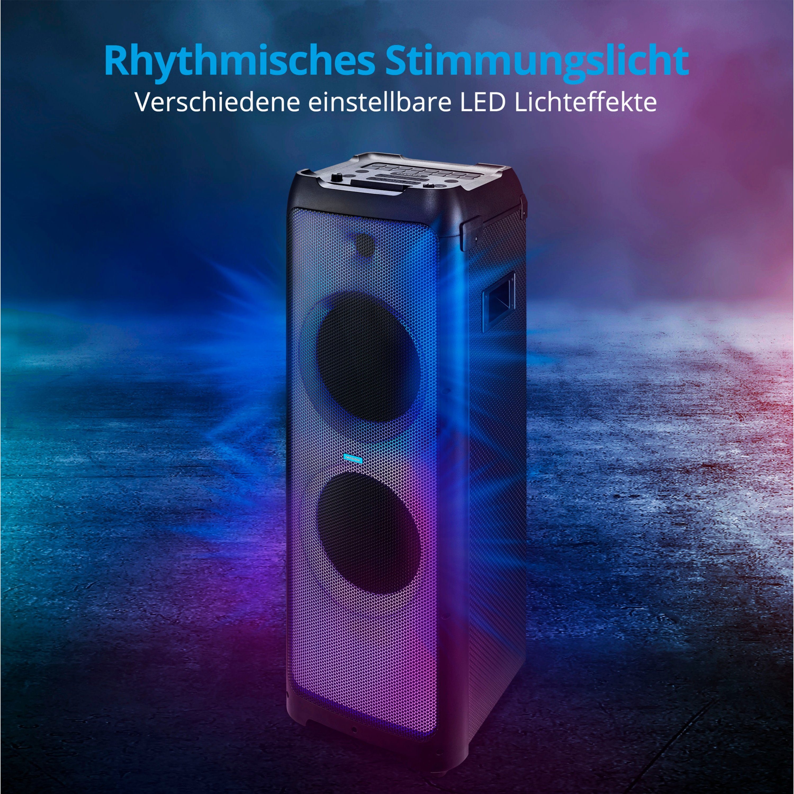 Bluetooth-Lautsprecher Lichtefekte, W, (160 RMS X61200 80 W MD44232) Partylautsprecher, 2 Medion® Bluetooth®, x LIFE®