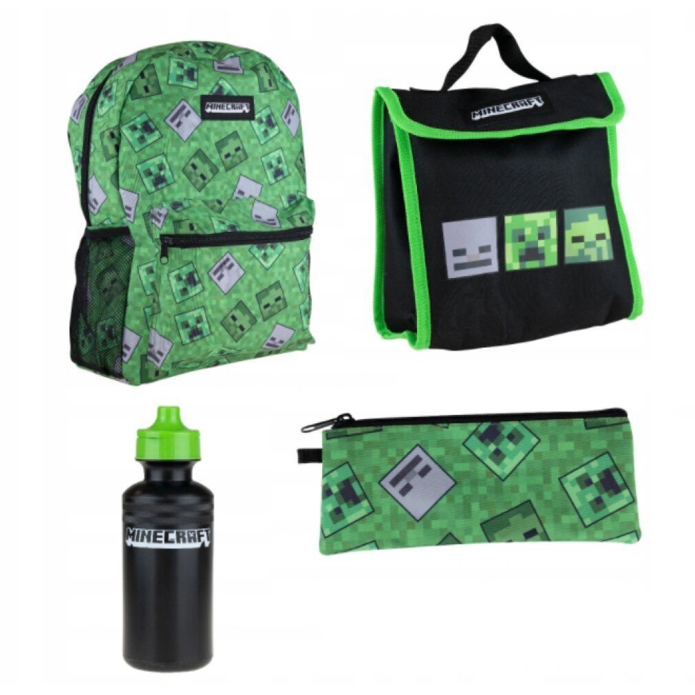 Minecraft Daypack 4er Rucksack Set, LUNCH BOX dimensions 18,5 x 11 x 20 cm
