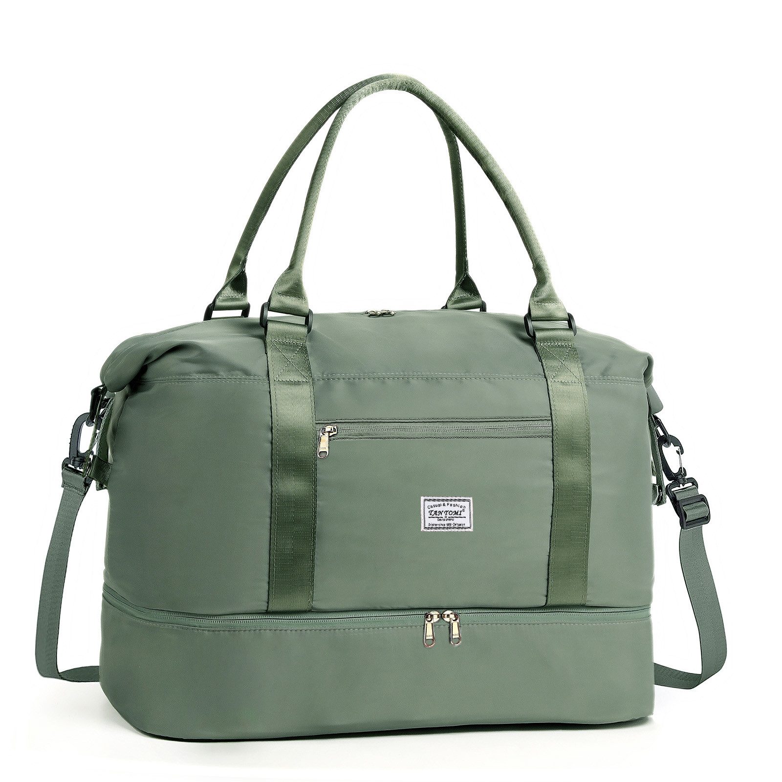 TAN.TOMI Reisetasche Wasserdicht Travel Duffle Bag 46x46x23 Tragetasche Sporttasche (Erweiterbar mit Trolley-Ärmel und Nasstasche), Fitnesstasche Trainingstasche Krankenhaustasche mit Schuhfach