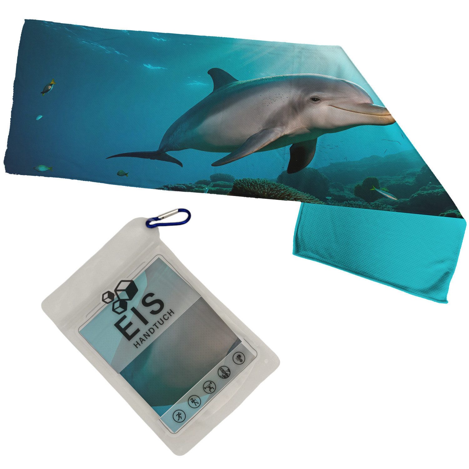 speecheese Sporthandtuch Delfin im Meer Eishandtuch XL für Meeresliebhaber