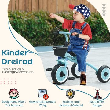 AIYAPLAY Dreirad Kinderfahrrad mit verstellbarer Sitz, Kinderrad, Metall, Blau, 70.5L x 50B x 58H cm