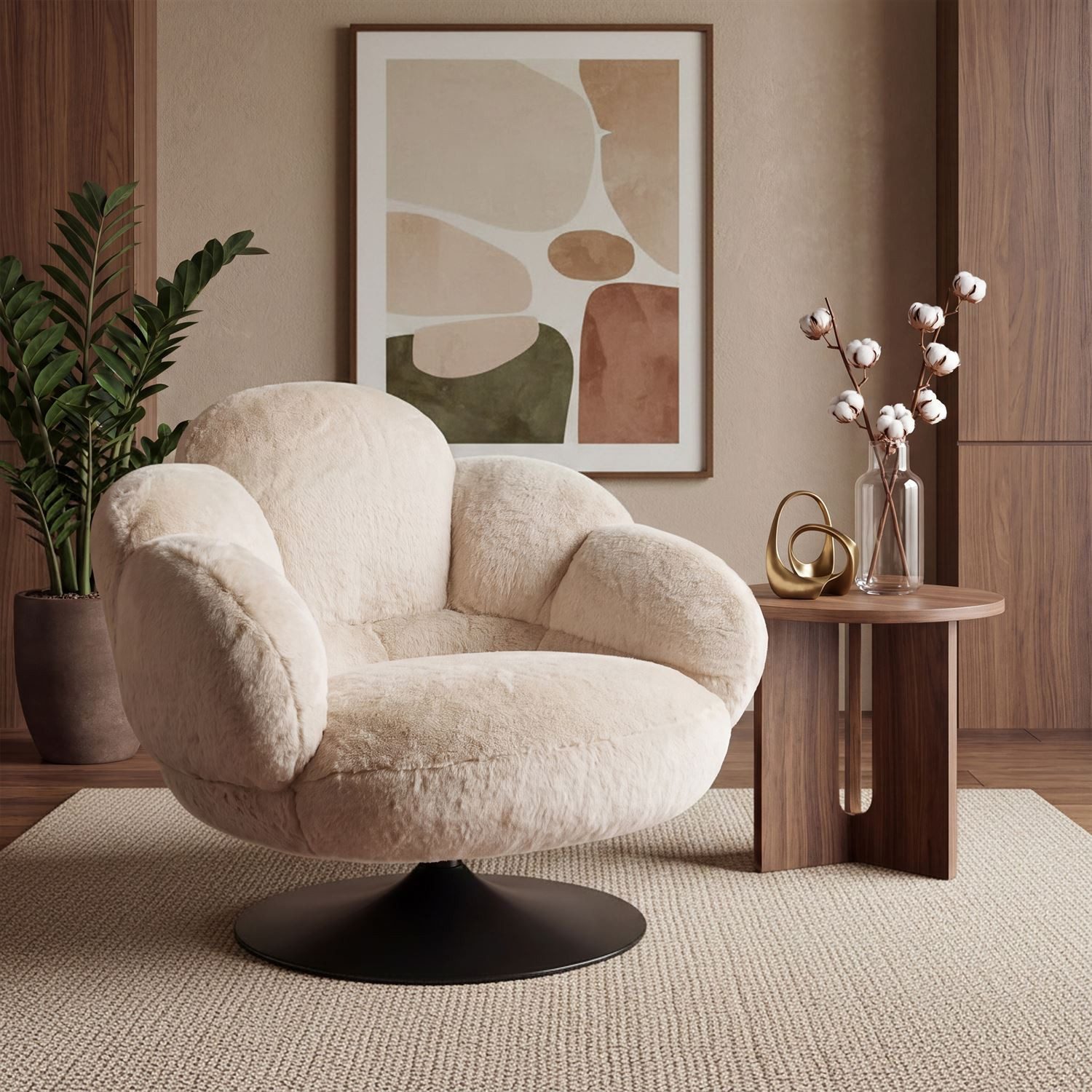 Lookway Drehsessel POPPY 360° Gemütlicher gepolsterter Sessel (1x Sessel), Breite: 98 cm