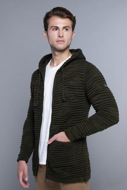 CARISMA Strickjacke Strickjacke Lang mit Kapuze und Reißverschluss Lang mit Kapuze und Reißverschluss