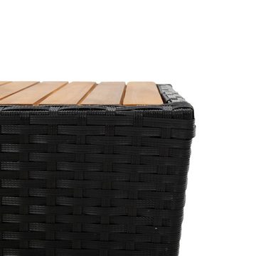 furnicato Gartentisch Beistelltisch Schwarz 41,5x41,5x43 cm Poly Rattan & Massivholz