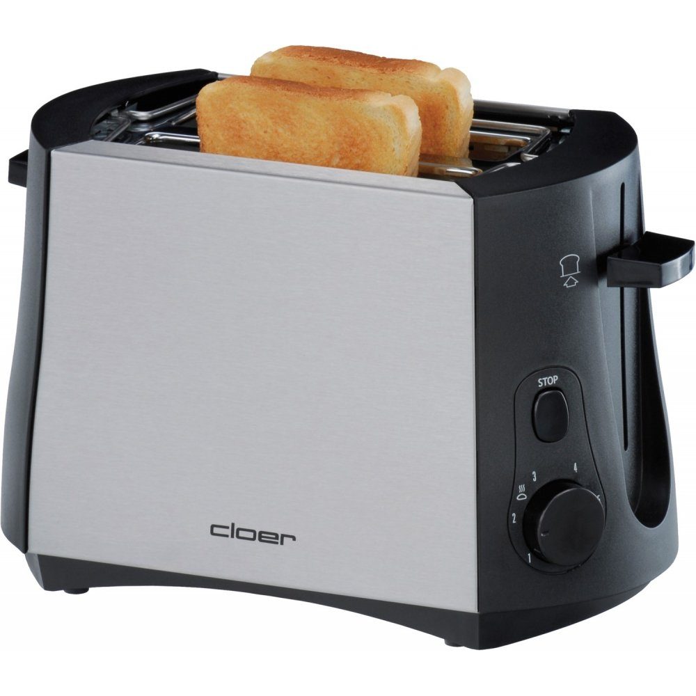 Cloer Toaster 3419 - Toaster - edelstahl/schwarz, für 2 Scheiben