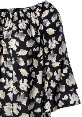 LASCANA Carmenbluse mit Alloverprint, Damenbluse, schulterfrei, casual