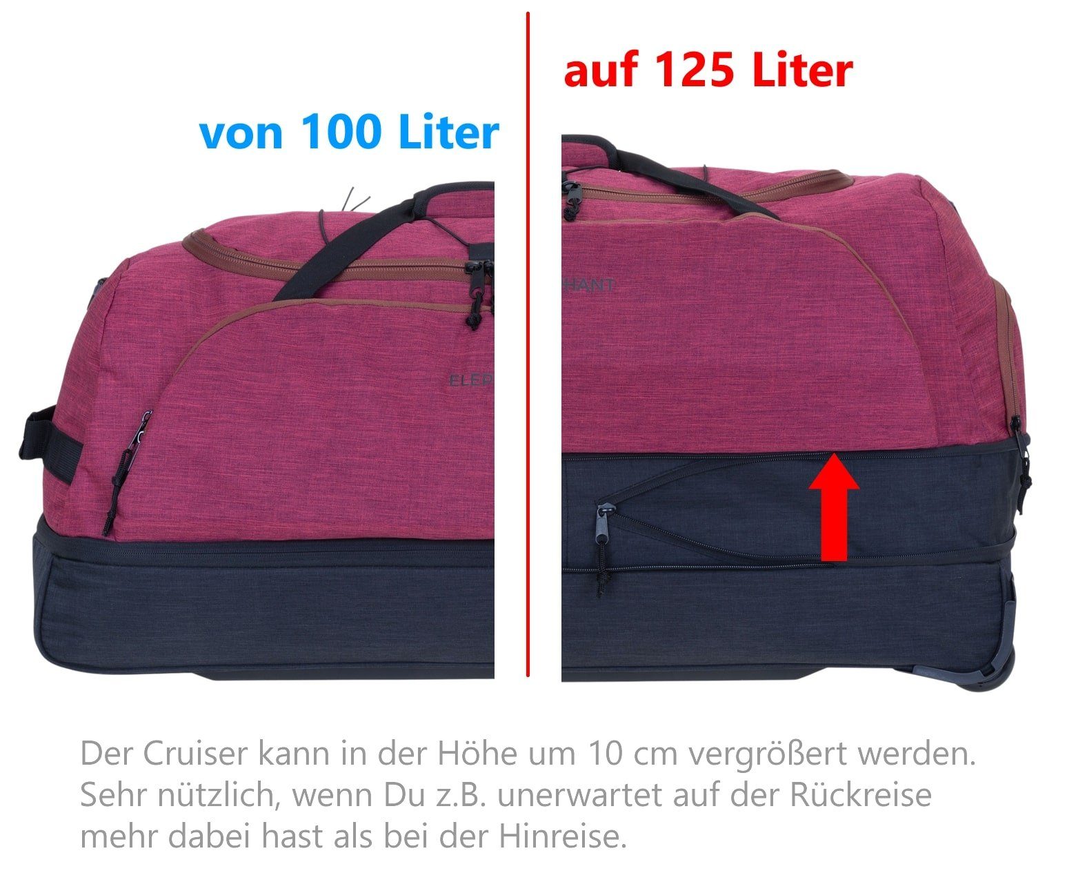 ELEPHANT Weichgepäck-Trolley Cruiser Trolley 100-135 L Reisetasche Travel, Tasche Softcase Gepäck Reise Urlaub Trolly – Bild 5 von 5