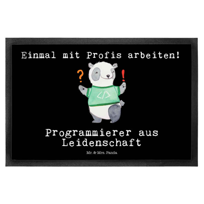 Fußmatte Programmierer aus Leidenschaft - Schwarz - Geschenk, Nerd, Softwarein, Mr. & Mrs. Panda, Höhe: 0.5 mm