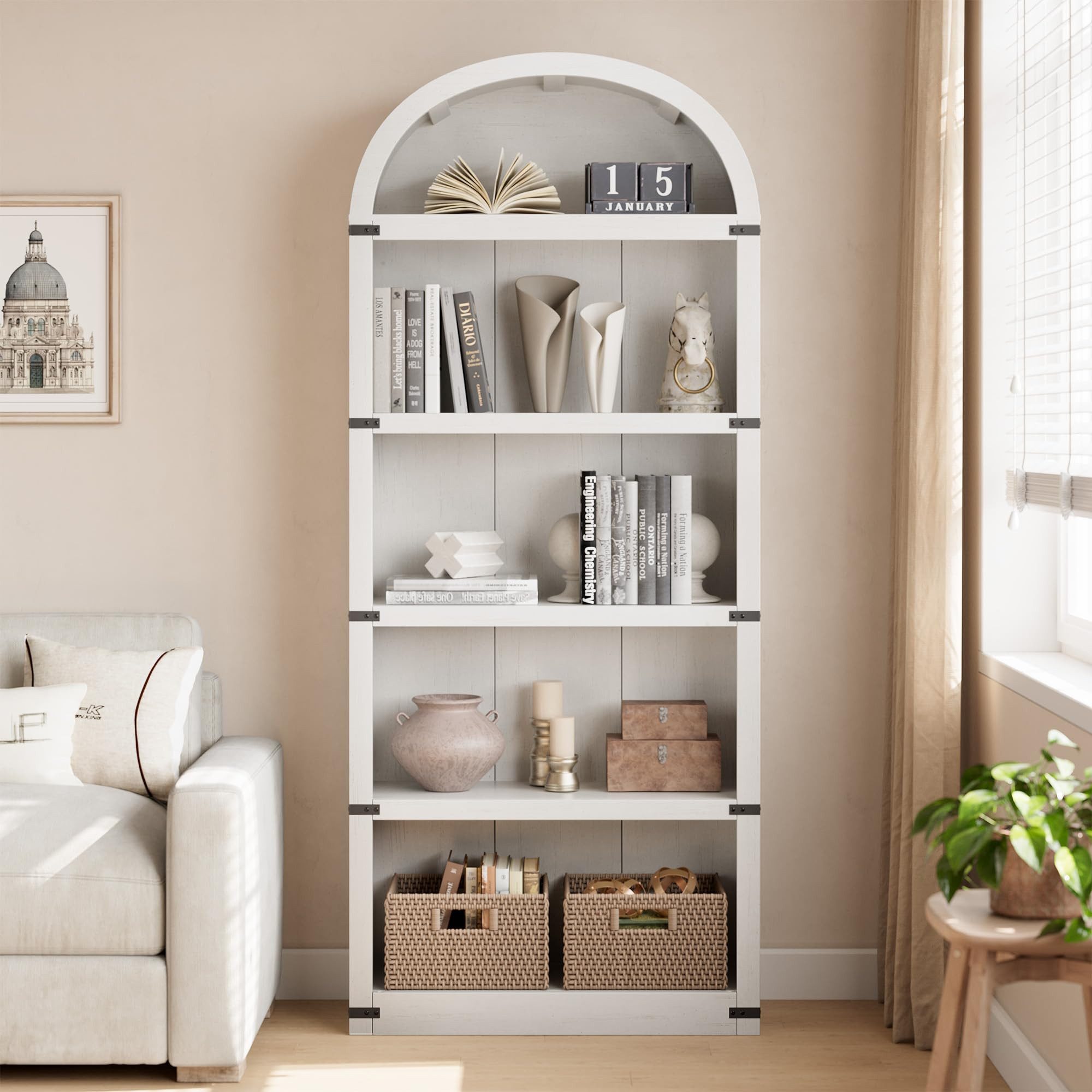 GarveeMore Bücherregal 5Regalböden Gewölbtes Bücherregal 180CM günstig online kaufen