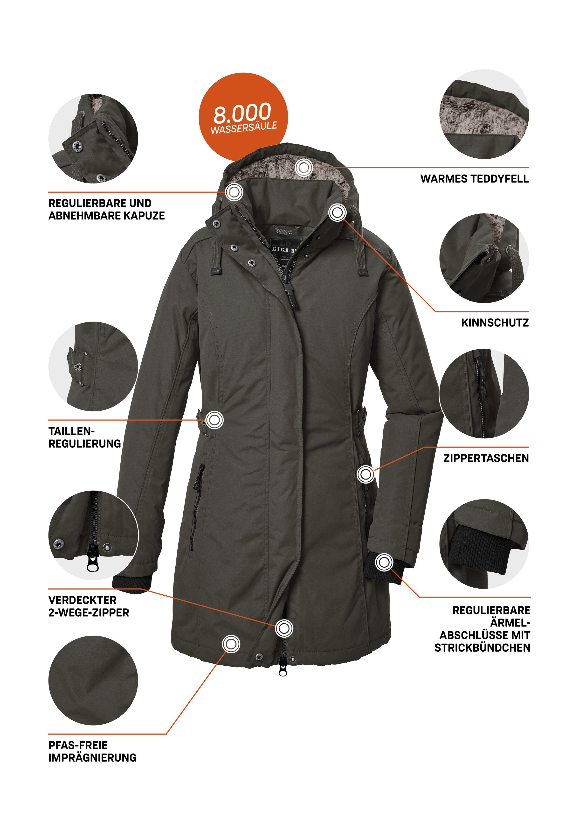 G.I.G.A. DX by killtec Parka GW 70 WMN PRK Wind- und wasserdichter Damenparka, atmungsaktiv, mit Fleece. – Bild 5 von 5