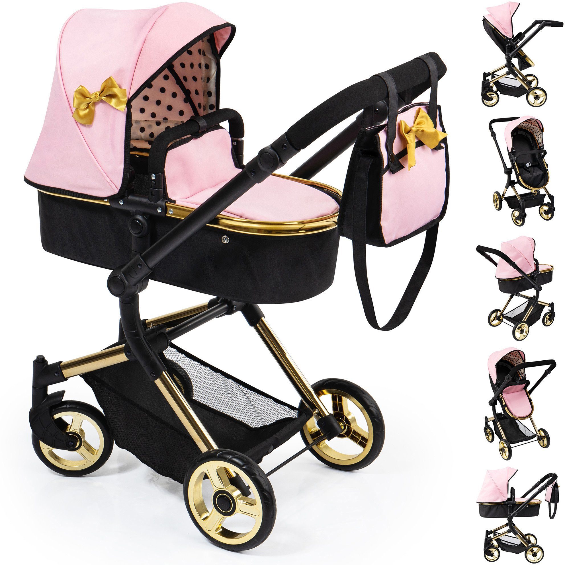 Image of Bayer Kombi-Puppenwagen »Vario, gold«, mit Wickeltasche