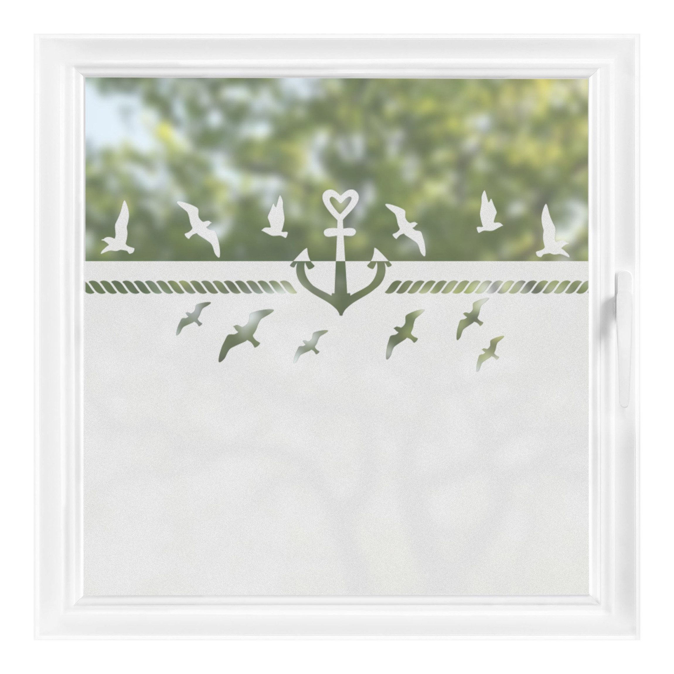 Bilderdepot24 Fensterfolie statisch haftend Motiv Fensterdeko Herz Anker Ma günstig online kaufen