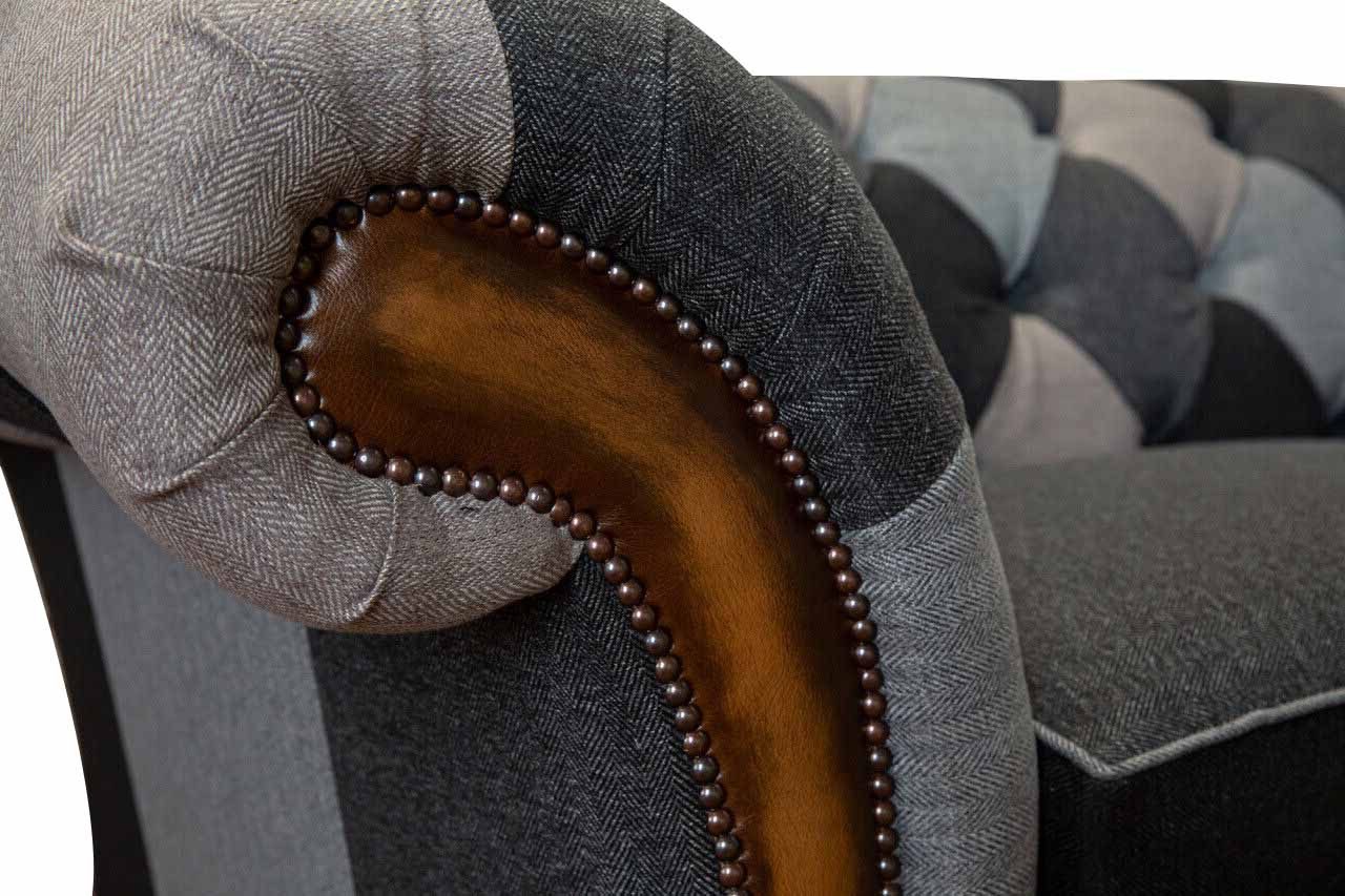 Xlmoebel Chesterfield-Sofa Klassisches Chesterfield-Sofa mit edlem Textilbezug, Chesterfield-Sofa, Hergestellt in Europa