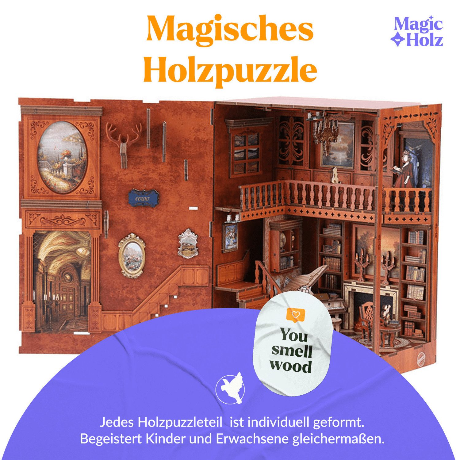MagicHolz Buchstütze Grimm's kleines Haus Book Nook