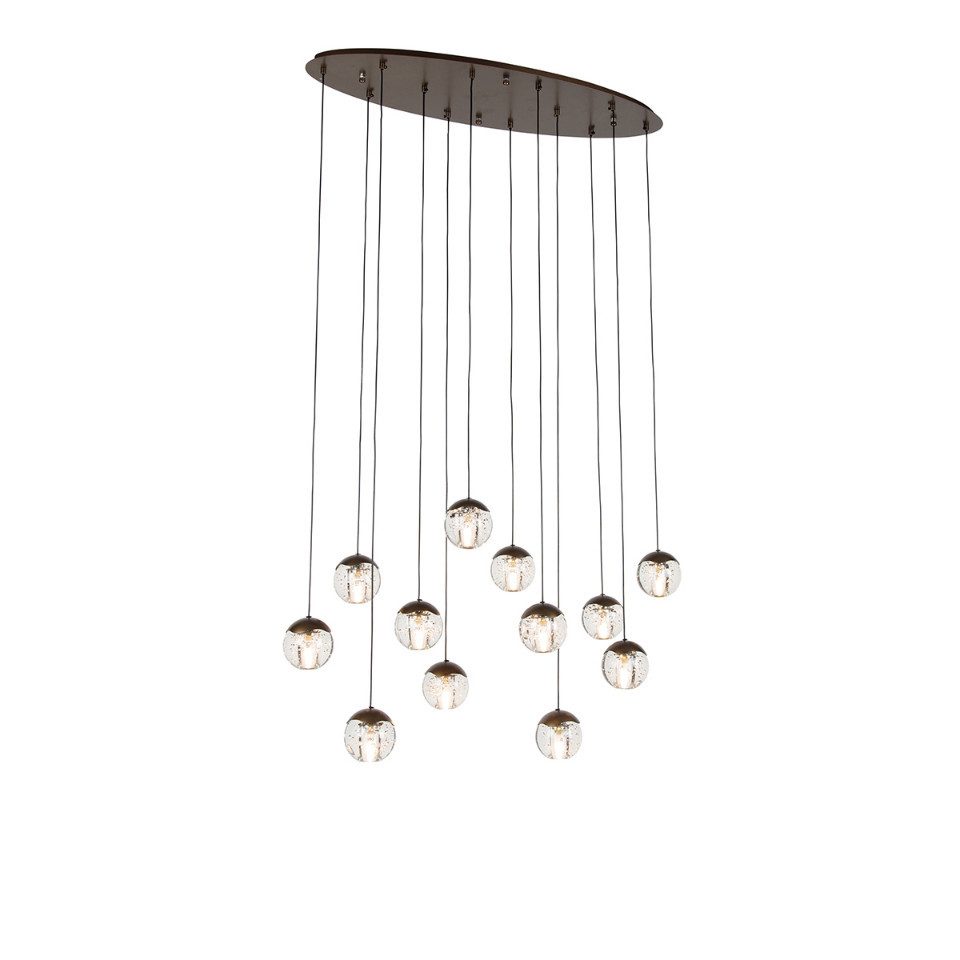 Qazqa Pendelleuchte Inge, ohne Leuchtmittel, G9, Bronze, Design, Metall, 12-flammig