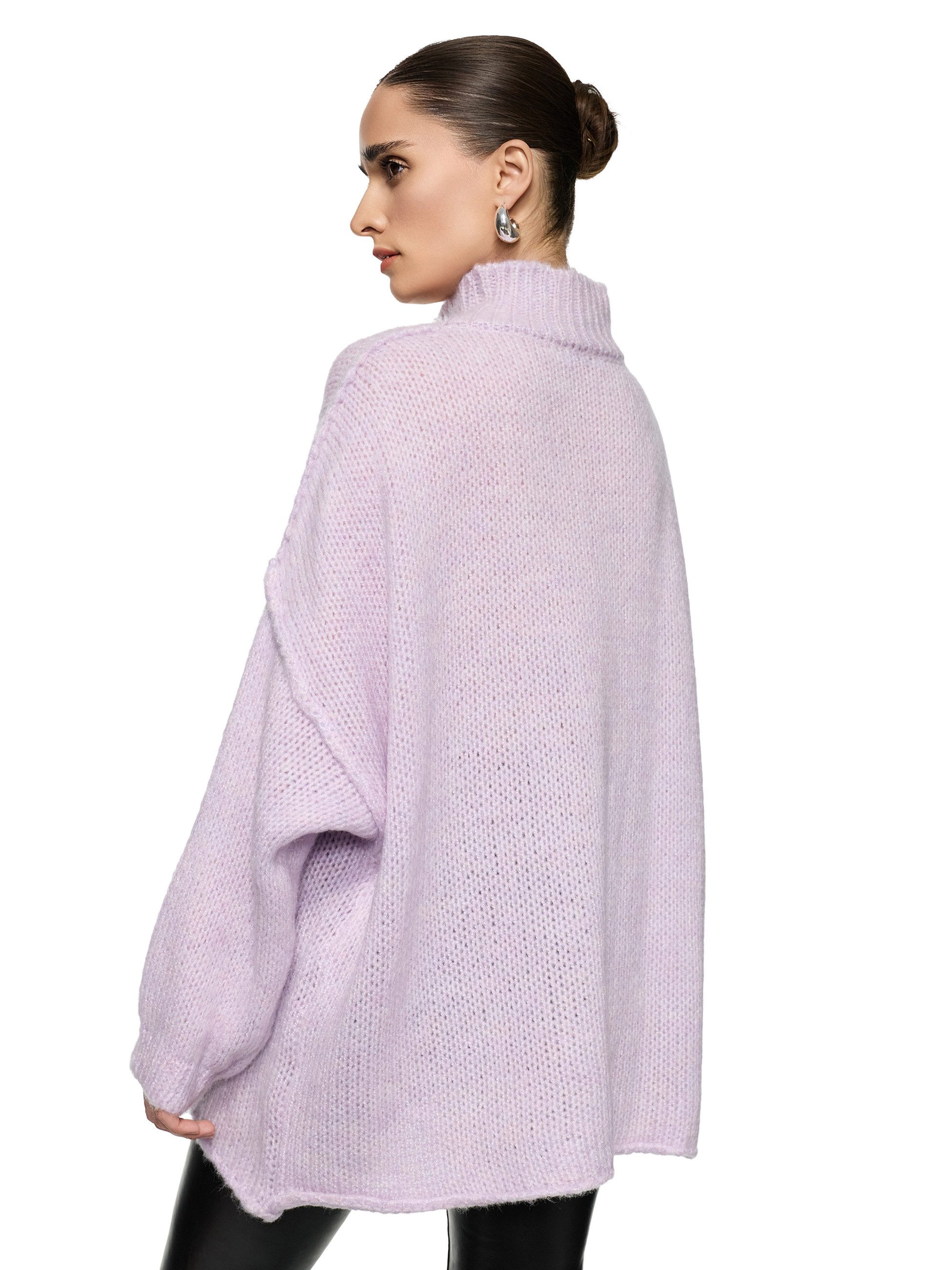 Worldclassca Longpullover WORLDCLASSCA Damen Oversize Strickpulllover Lang Pulli mit Steh Kragen Neue Kollektion - Stilvolle und gemütliche Strickmode für Damen