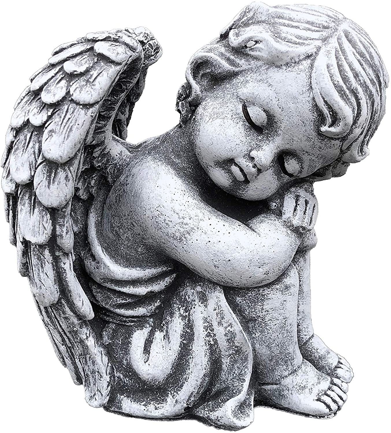 Stone and Style Engelfigur Frostfeste Steinfigur sitzender Engel