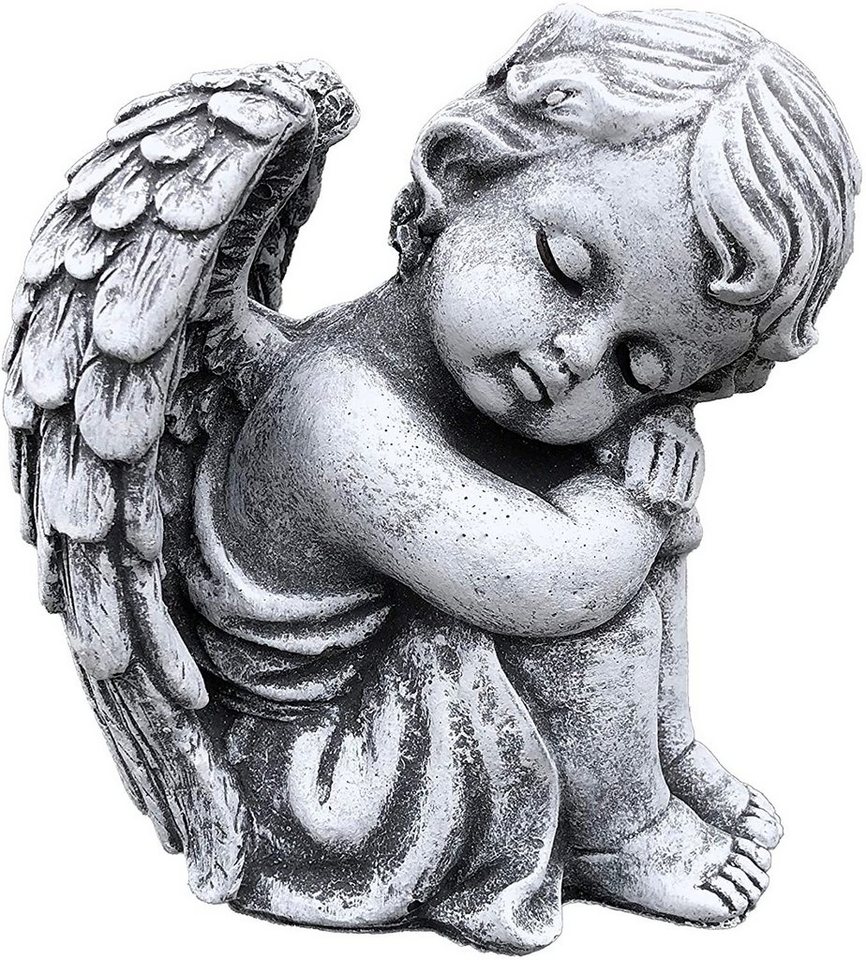 Engel weiss mit rotem Herz Statue Skulptur Dekoengel aus Polyresin Dekofigur