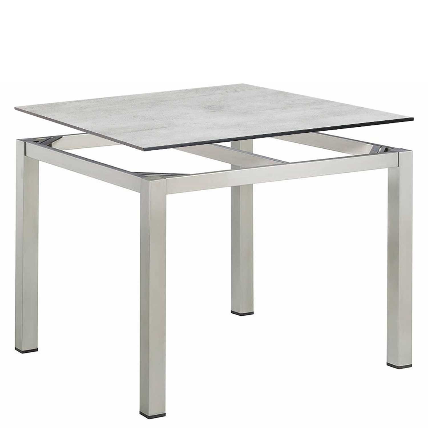 KETTLER Gartentisch Kettler grau HPL mit Gartentisch Edelstahl Cubic 95x95cm Tischplatte