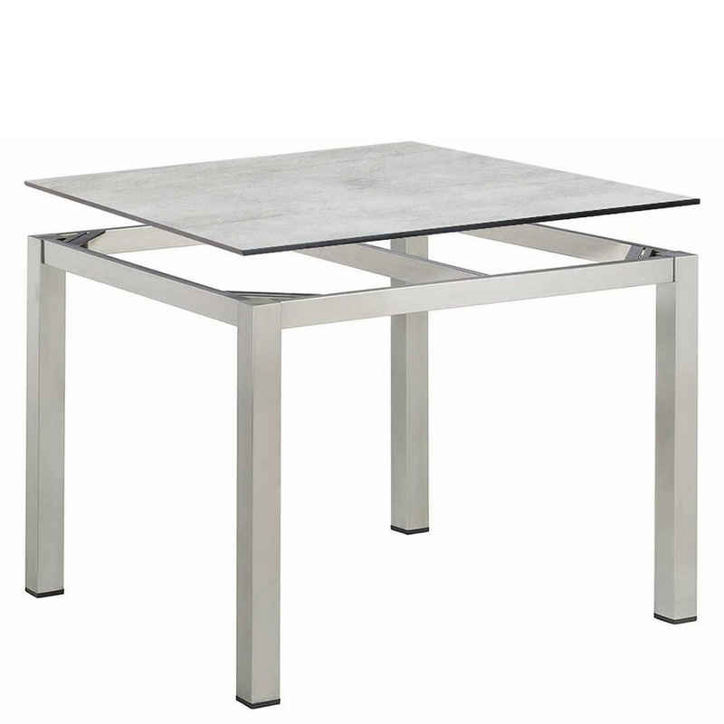 KETTLER Gartentisch Kettler Cubic Gartentisch Edelstahl 95x95cm mit HPL Tischplatte grau