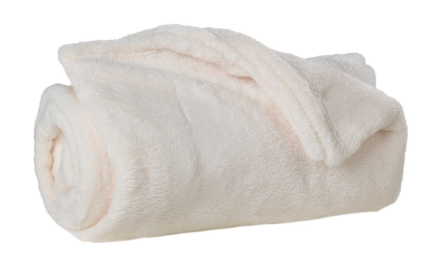 Wohndecke Fleecedecke, Elfenbeinfarben, 150 x 200 cm, Home4You, Polyester